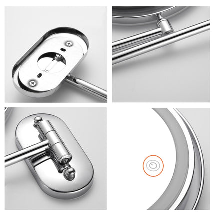 8 Inch Wall-Mounted Double-Sided Makeup Mirror LED Three-Tone Light Bathroom Mirror