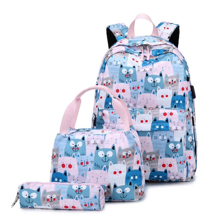 3 PCS / Set 2035 Printed Backpack Large-Capacity Leisure Computer Backpack Student School Bag