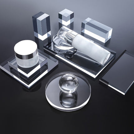 Transparent Acrylic Geometric Photo Props Photography Background Plate Ornaments, 2 PCS Square 8x8x1.5cm, Square 12x12x1.5cm, 2 PCS Round 8x1.5cm, Round 12x1.5cm, Rectangular 15x8x1.5cm, Rectangular 20x12x1.5cm, Rectangular 19.5x9.4x1cm                ...