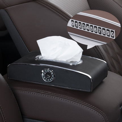 Car Clock Tissue Box Multi-Function Vehicle Instrument Table Paper Towel Box, Style:, Clock+Parking Card (Green), Clock+Parking Card (Ivory), Clock+Parking Card (Agate), Clock+Parking Card (Black), Clock+Parking Card (Gray)                             ...
