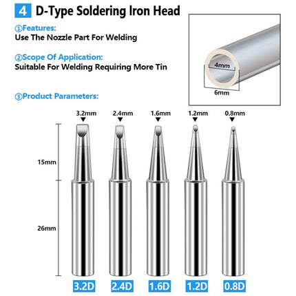 Soldering Tips 936 Soldering Station Pure Copper Soldering Iron Tips Lead-Free Soldering Iron Tips, 15 PCS / Set, 17 PCS / Set