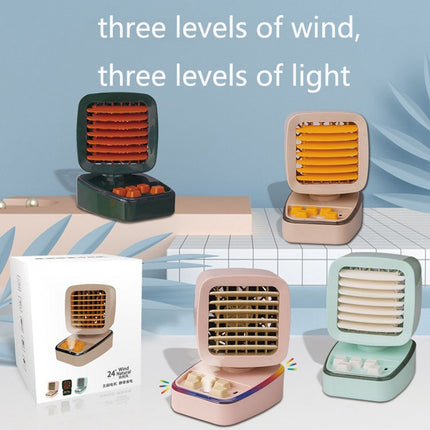 A5 Mini Humidifying Refrigeration Air Conditioning Fan USB Home Desktop Water Cooling Fan, Vintage Green, Mint Green, Ivory Camel, Girl Pink
