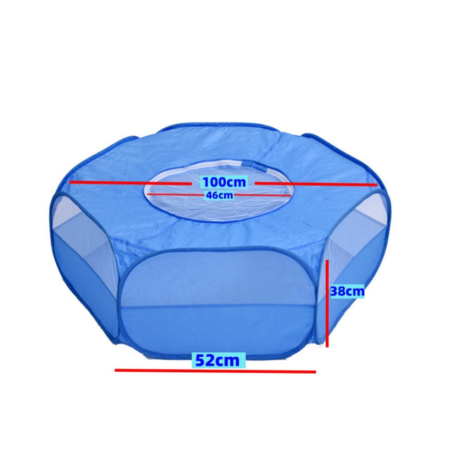 Folded Small Pet Fence Outdoor Workout Game Crawling Small Animal Tent, Specification：, With Cover and Side Cloth (Black), With Cover and Side Cloth (Blue), With Side Cloth (Black), With Side Cloth (Blue)