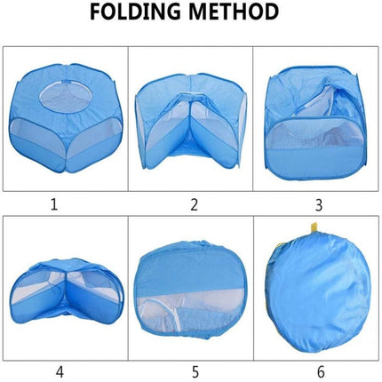 Folded Small Pet Fence Outdoor Workout Game Crawling Small Animal Tent, Specification：, With Cover and Side Cloth (Black), With Cover and Side Cloth (Blue), With Side Cloth (Black), With Side Cloth (Blue)