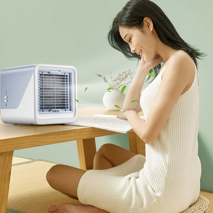 MG -191 Mini Air Cooler Home Dormitory Office Air Conditioning Fan Portable Small Desktop USB Fan, Classic Black, Sky Blue