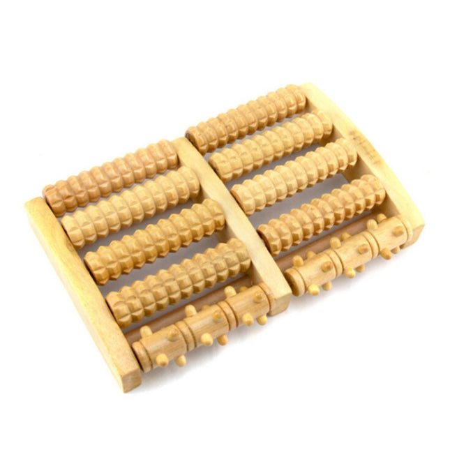 Wooden Roller Massager Small Nails Five-Row Foot Massager