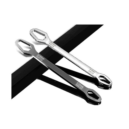 Multi-Function Plum Wrench Open Adjustment Double-Headed Self-Tightening Wrench, Black, Silver