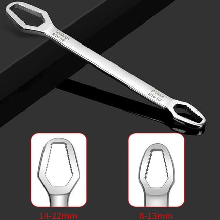 Multi-Function Plum Wrench Open Adjustment Double-Headed Self-Tightening Wrench, Black, Silver
