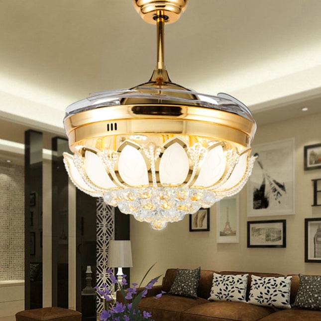 Invisible Crystal Fan LED Chandelier Home Living Room Bedroom Variable Frequency Ceiling Fan Light with Remote Control, 42 inch 115 Three Colors 36W, 42 inch 116 Three Colors 36W, 42 inch 114 Three Colors 36W, 42 inch 112 Three Colors 36W��������������...