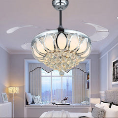Invisible Crystal Fan LED Chandelier Home Living Room Bedroom Variable Frequency Ceiling Fan Light with Remote Control, 42 inch 115 Three Colors 36W, 42 inch 116 Three Colors 36W, 42 inch 114 Three Colors 36W, 42 inch 112 Three Colors 36W��������������...