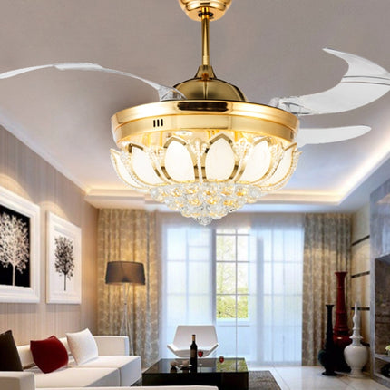 Invisible Crystal Fan LED Chandelier Home Living Room Bedroom Variable Frequency Ceiling Fan Light with Remote Control, 42 inch 115 Three Colors 36W, 42 inch 116 Three Colors 36W, 42 inch 114 Three Colors 36W, 42 inch 112 Three Colors 36W              ...