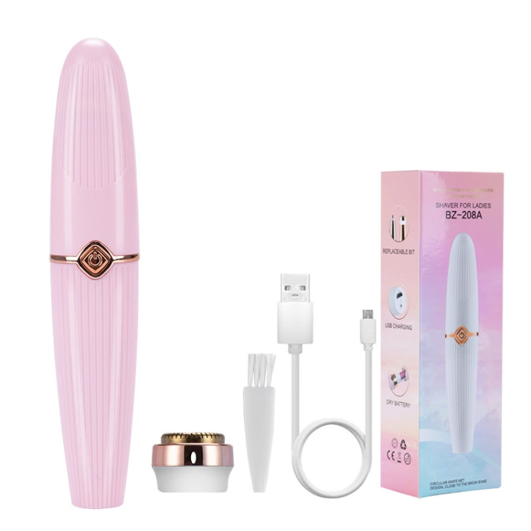 Ladies Shaver 2 In 1 Lipstick Epilator Mini Face Shaver, Pink, White