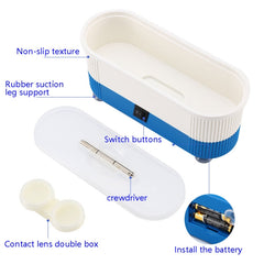 3 in 1 Glasses Cleaning Machine Small Contact Lens Glasses Jewelry Watch Cleaner, Pink, Blue