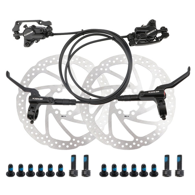 Meroca M800 Bicycle Brake Mountain Bike Universal Bilateral Brake Oil Pressure Disc Brake, Style:, 1 Pair Oil Brakes, 1 Pair Oil Brakes + 1 Pair Disc Brakes, Right Front 800mm, Left Back 1400mm, Right Front 800mm + Disc Brake                           ...