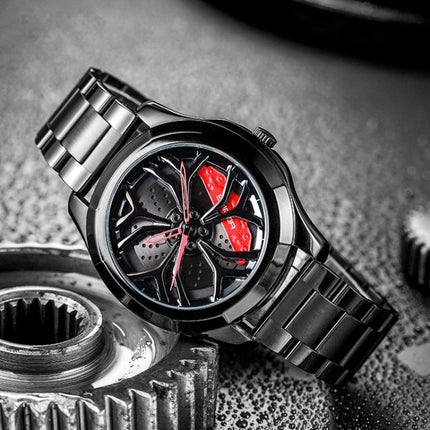 SANDA P1065 Wheel Series Casual Steel Band Quartz Watch For Men, For Men Blue Red, For Men Black Red, For Men Silver Red, For Men Blue Green, For Men Black Green, For Men Silver Green