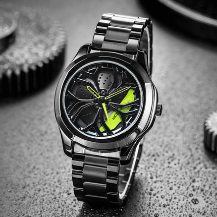 SANDA P1065 Wheel Series Casual Steel Band Quartz Watch For Men, For Men Blue Red, For Men Black Red, For Men Silver Red, For Men Blue Green, For Men Black Green, For Men Silver Green