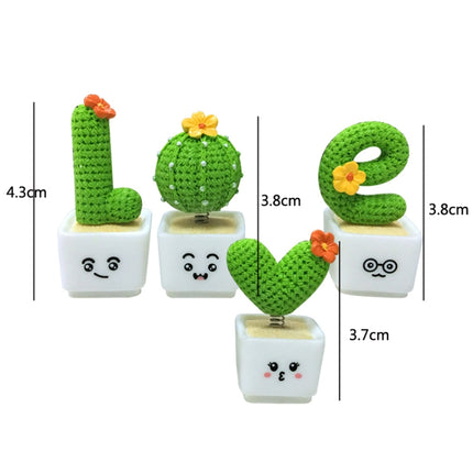 Small Fresh Cactus Ornaments Resin Plants Small Potted Car Ornaments, Heart Shape, Fairy Ball, Fairy Column, Fairy Column (High 3.8cm)