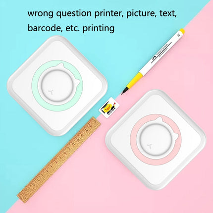 Convenient Pocket Mini Printer Student Wrong Question Thermal Bluetooth Mobile Phone Photo Data Note Printer, Blue, Pink