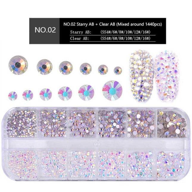 Nail Flat-back AB Crystal Strass 3D Charm Gems DIY Manicure Nail Art Decorations
