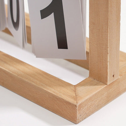 Wooden Flipping Calendar Simple Home Desktop Small Ornaments Study Desk Calendar, Black, Wood Color