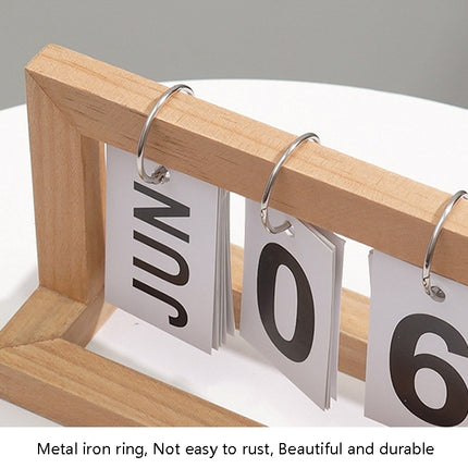 Wooden Flipping Calendar Simple Home Desktop Small Ornaments Study Desk Calendar, Black, Wood Color