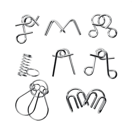 8 PCS / Set Metal Puzzle Toy Intelligence Buckle for Kids Education Developmental  Toys
