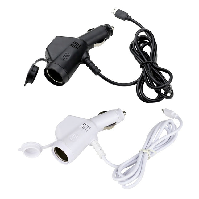2 PCS Car 3 In 1 Charger With Cigarette Lighter Dual USB Interface With USB Mobile Phone Charging Cable, Black, White