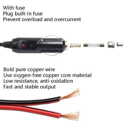 Car Compressor Refrigerator Line 12/24V Semiconductor Refrigerator Power Cord Cigarette Lighter Line, With Switch 1m, With Switch 2m, With Switch 4m, With Switch 5m, Without Switch 1m, Without Switch 2m, Without Switch 4m, Without Switch 5m