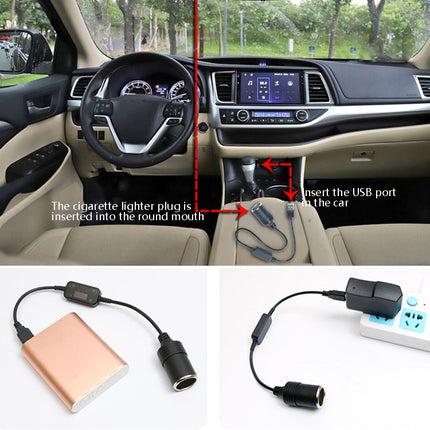 5V Turn 12V USB To Cigarette Lighter Socket Female Head Driving Recorder Mobile Power Cord, Specification: 1.2m, 1m, 2m, 3m