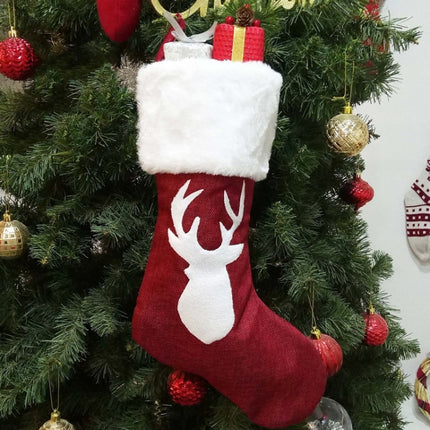 Embroidered Christmas Stocking Pendant Candy Gift Bag, Style A, Style B, Snowflake, Tree
