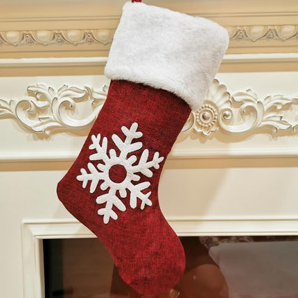 Embroidered Christmas Stocking Pendant Candy Gift Bag, Style A, Style B, Snowflake, Tree