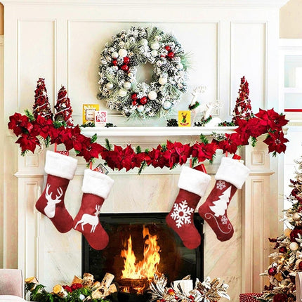 Embroidered Christmas Stocking Pendant Candy Gift Bag, Style A, Style B, Snowflake, Tree