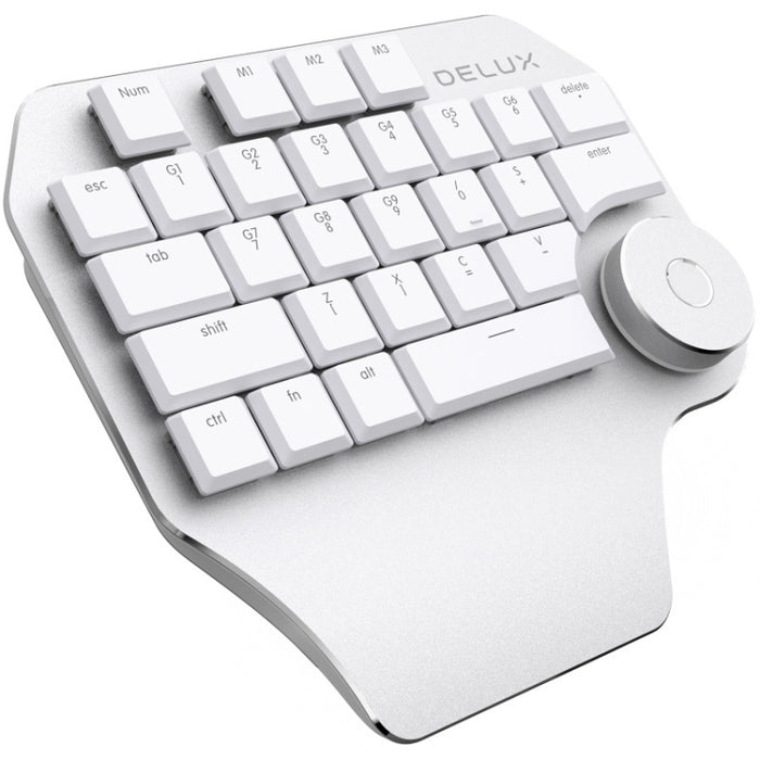 DELUX T11 29 Keys Single-Hand Keyboard Shortcut Key Speech Tool Flat Keyboard, Colour: Silver, Silver
