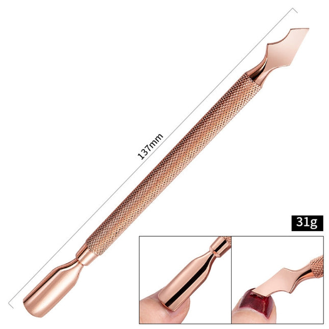 Stainless Steel Rose Gold Double-Headed Steel Push Dead Skin Scissors Nail Set,Style: D501, 01 Big Head, 02  Big Head, 03  Big Head, 04 Small Head, 05  Small Head, 06  Small Head, Dot Flower Needle, D501