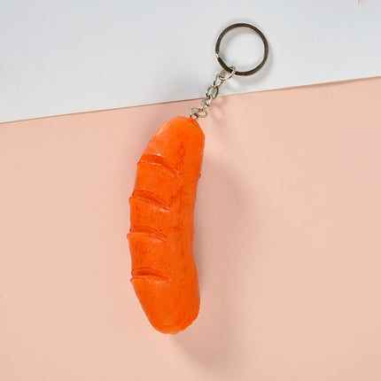 PVC Simulation Vegetable Model Pendant Creative Play House Small Toys, 3 PCS Keychain Hot Dog, 3 PCS Keychain Corn, 3 PCS Keychain Broccoli, 10 PCS Keychain Fungus, 5 PCS Keychain Lotus Root, 5 PCS Keychain Kelp, 5 PCS Keychain Ham Sausage