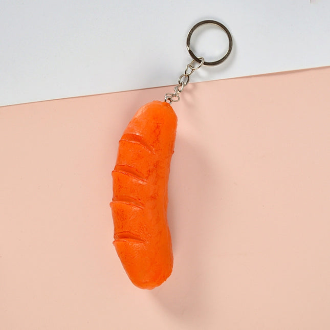 PVC Simulation Vegetable Model Pendant Creative Play House Small Toys, 3 PCS Keychain Hot Dog, 3 PCS Keychain Corn, 3 PCS Keychain Broccoli, 10 PCS Keychain Fungus, 5 PCS Keychain Lotus Root, 5 PCS Keychain Kelp, 5 PCS Keychain Ham Sausage