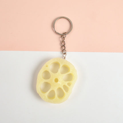 PVC Simulation Vegetable Model Pendant Creative Play House Small Toys, 3 PCS Keychain Hot Dog, 3 PCS Keychain Corn, 3 PCS Keychain Broccoli, 10 PCS Keychain Fungus, 5 PCS Keychain Lotus Root, 5 PCS Keychain Kelp, 5 PCS Keychain Ham Sausage