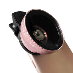 2 PCS 0.45X Ultra-Wide-Angle Macro Combination Mobile Phone External Lens With Clip, Black, Rose Gold, Gold