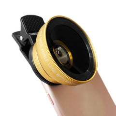 2 PCS 0.45X Ultra-Wide-Angle Macro Combination Mobile Phone External Lens With Clip, Black, Rose Gold, Gold