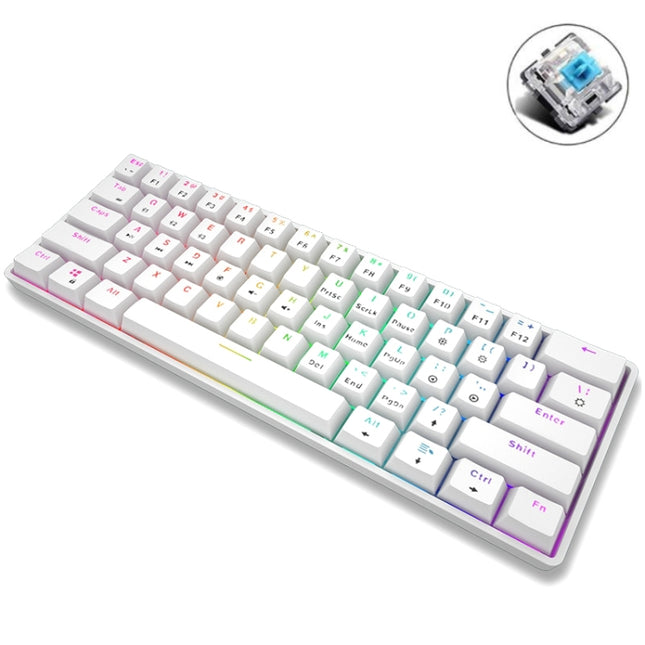 LEAVEN K28 61 Keys Gaming Office Computer RGB Wireless Bluetooth + Wired Dual Mode Mechanical Keyboard, Cabel Length:1.5m, Green Axis (White), Green Axis (Blue), Green Axis (Pink), Red Axis (White), Red Axis (Blue), Red Axis (Pink), Tea Axis (White)   ...