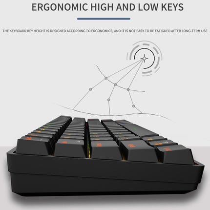 LEAVEN K28 61 Keys Gaming Office Computer RGB Wireless Bluetooth + Wired Dual Mode Mechanical Keyboard, Cabel Length:1.5m, Green Axis (White), Green Axis (Blue), Green Axis (Pink), Red Axis (White), Red Axis (Blue), Red Axis (Pink), Tea Axis (White)   ...