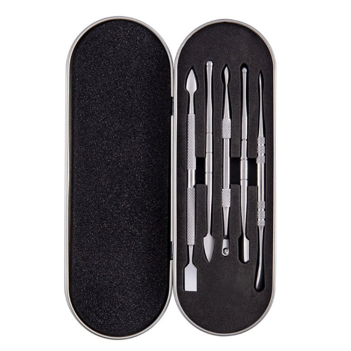 Nail Art Tool Set Smoke Cream Spoon Stainless Steel Steel Push Smoke Oil Spoon, 5 In 1 Silver, 6 In 1 Silver, 5 In 1 Color Titanium, 6 In 1 Color Titanium