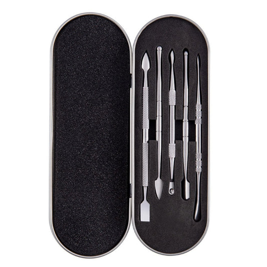 Nail Art Tool Set Smoke Cream Spoon Stainless Steel Steel Push Smoke Oil Spoon, 5 In 1 Silver, 6 In 1 Silver, 5 In 1 Color Titanium, 6 In 1 Color Titanium