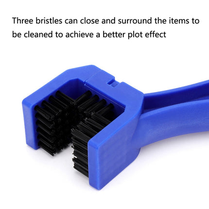 1 Set BG-7168 Bicycle And Motorcycle Cleaning Brush Three-Sided Chain Brush, Colour: Blue + Small Brush, 5 PCS Red, 5 PCS Blue, 5 PCS Black, Red + Small Brush, Blue + Small Brush