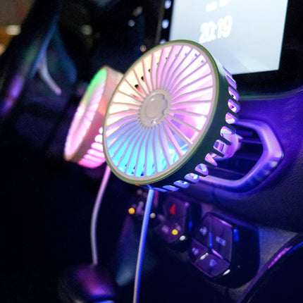 Car USB Air Mouth Balm Fan with Colored Breathing Light