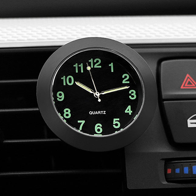 Car Clock Night Light Electronic Clock Car Decoration Quartz, Silver Border, Black Border