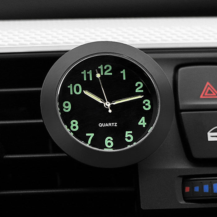 Car Clock Night Light Electronic Clock Car Decoration Quartz, Silver Border, Black Border