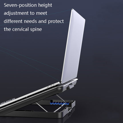 ICE COOREL Laptop Aluminum Alloy Radiator Fan Silent Notebook Cooling Bracket, Space Silver, Six-Fan Space Silver, Six-Fan Tungsten Gold Black