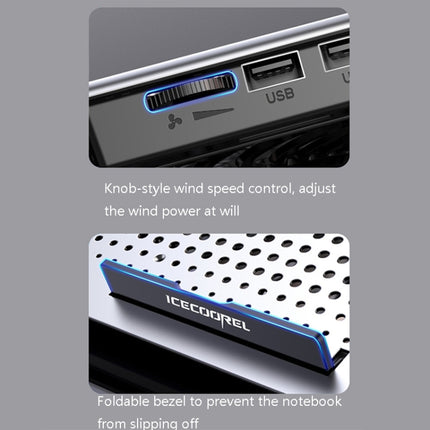 ICE COOREL Laptop Aluminum Alloy Radiator Fan Silent Notebook Cooling Bracket, Space Silver, Six-Fan Space Silver, Six-Fan Tungsten Gold Black
