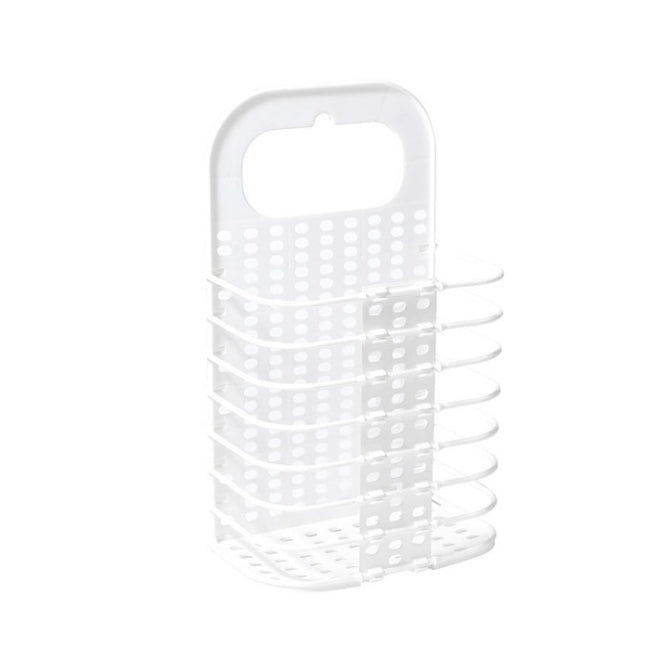 Household Bathroom Wall-Mounted Perforation-Free Folding Dirty Clothes Basket Toy Storage Basket, White, Grey